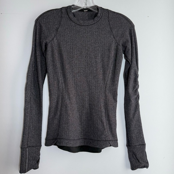 Lululemon Runderful Long Sleeve Heathered Herringbone Heathered Black Black 2 - Picture 8 of 16